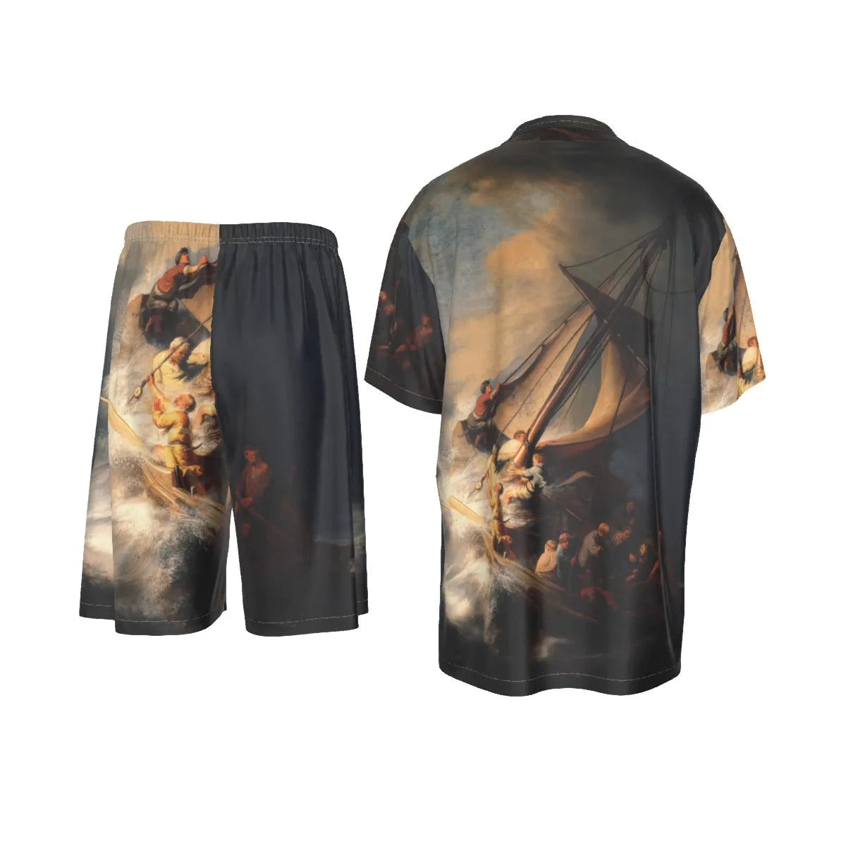 The Storm on the Sea of Galilee by Rembrandt Art Silk Shirt Suit Set