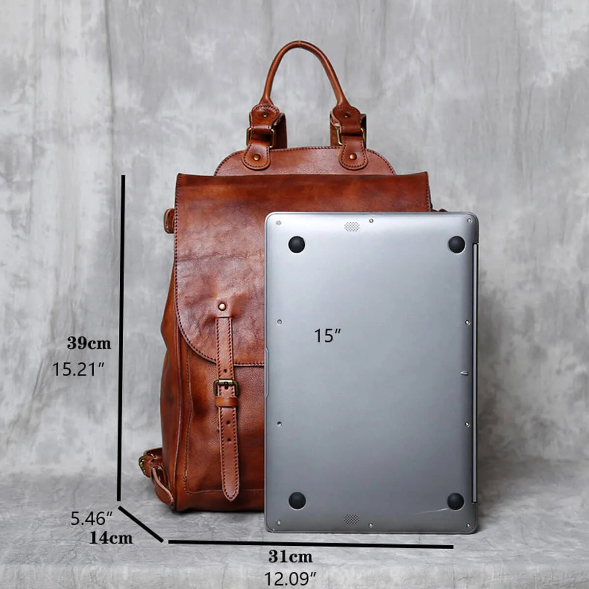 Top Color Wiping Genuine Leather Large Capacity Backpack