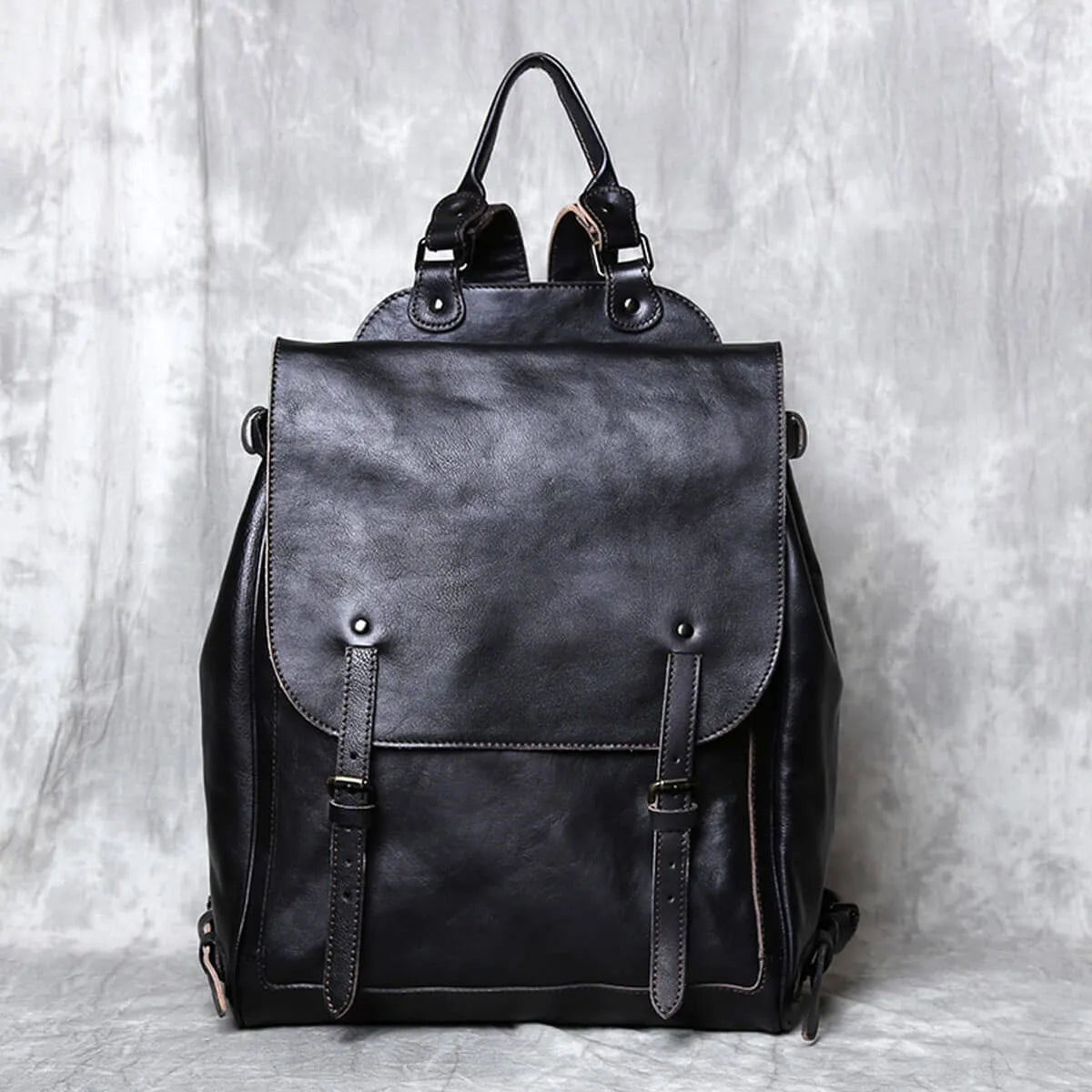 Top Color Wiping Genuine Leather Large Capacity Backpack