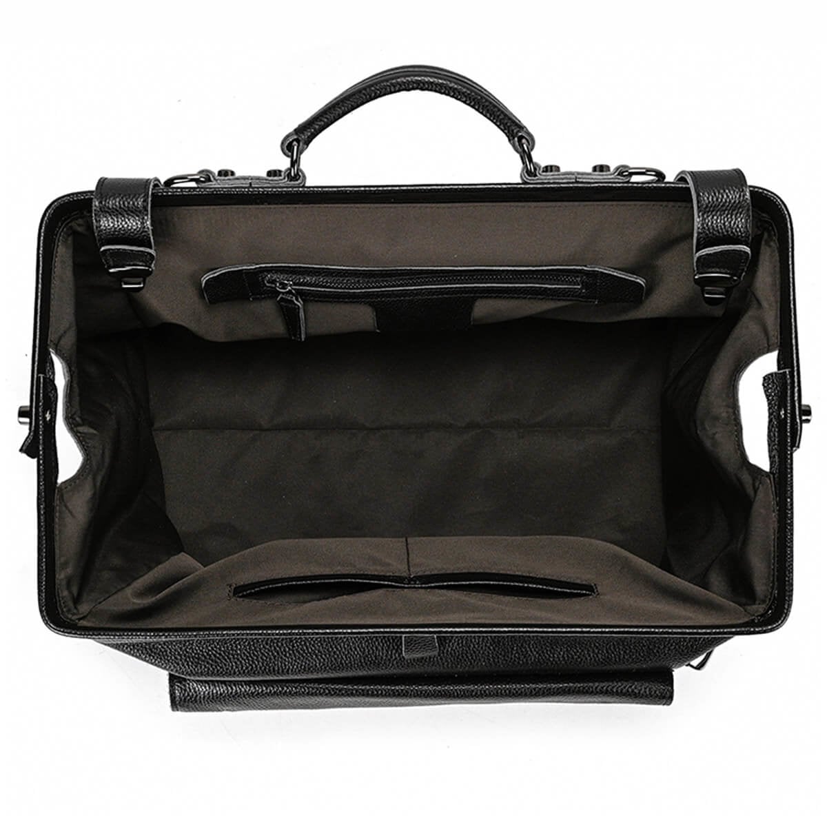 Black Leather Duffle Bag Travel Luggage