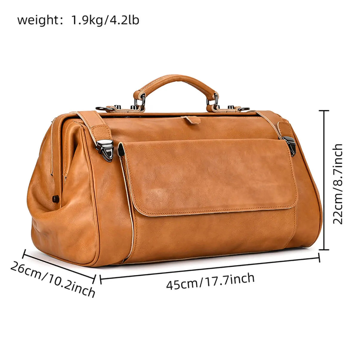 Brown Genuine Leather Duffle Bag