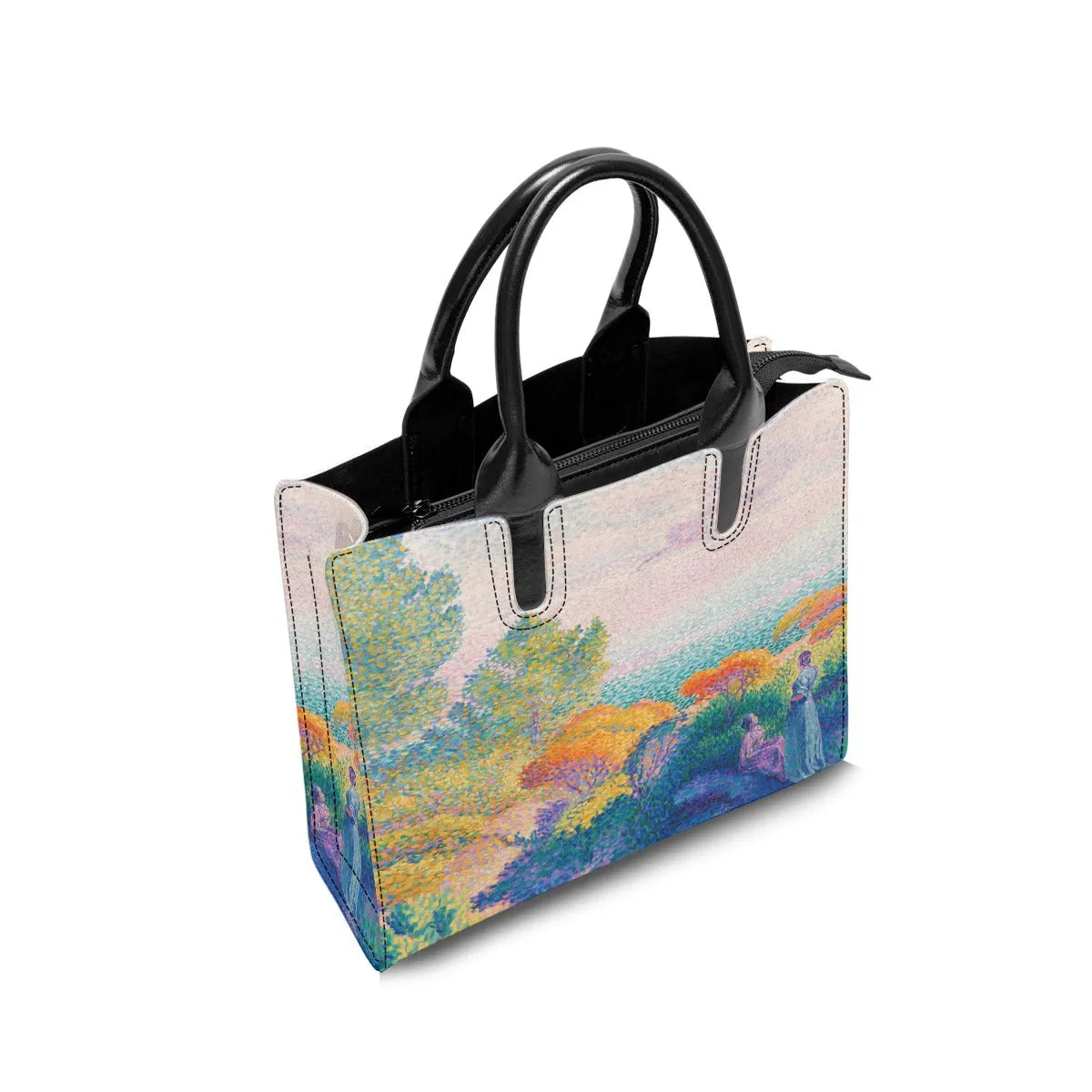 Two Women by the Shore Mediterranean Painting Handbag