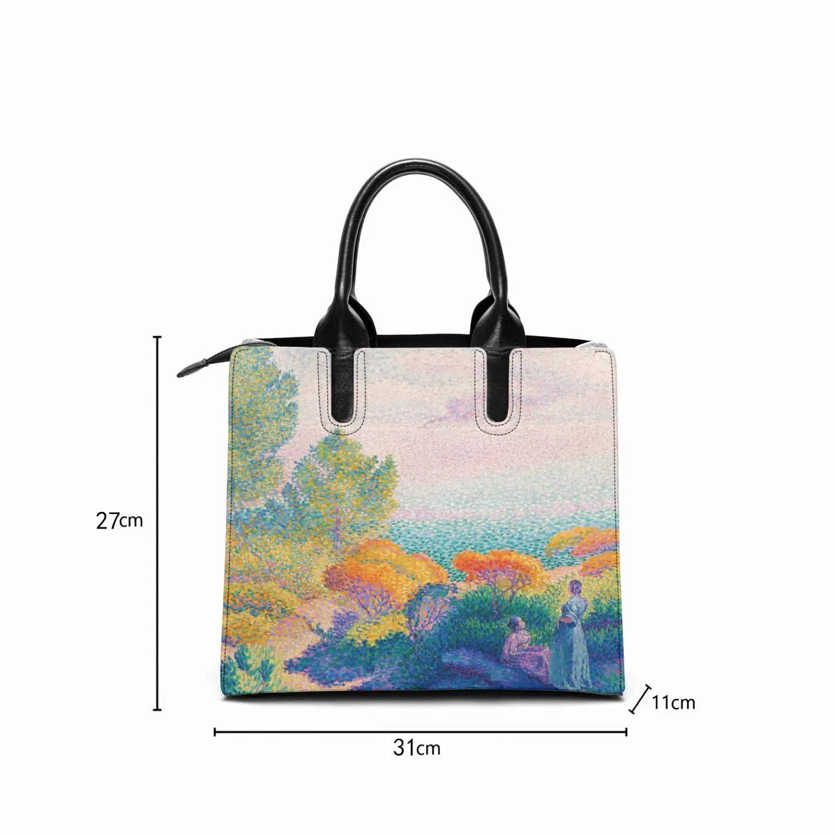 Two Women by the Shore Mediterranean Painting Handbag