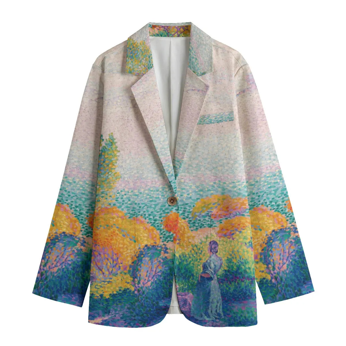 Two Women by the Shore Mediterranean Women’s Blazer