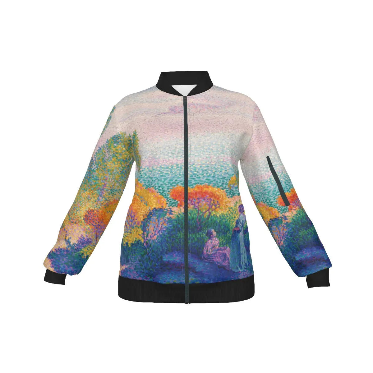 Two Women by the Shore Mediterranean Women’s Bomber Jacket