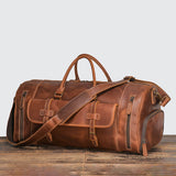 Classic Brown Leather Luggage Retro Style