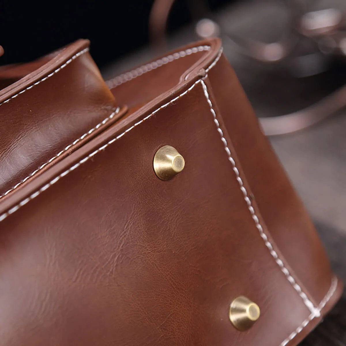 Vintage Business Retro Messenger Handbag Horse Leather Briefcase