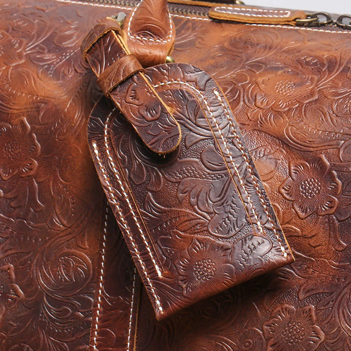 Vintage Embossed Leather Travel Bag