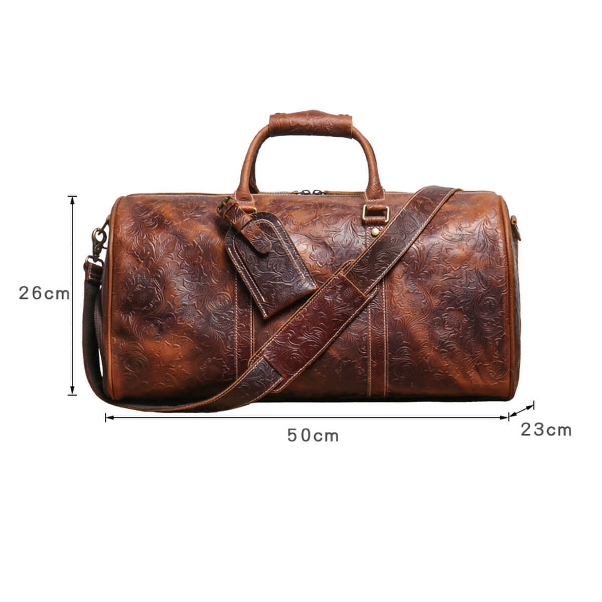 Vintage Embossed Leather Travel Duffle Bag