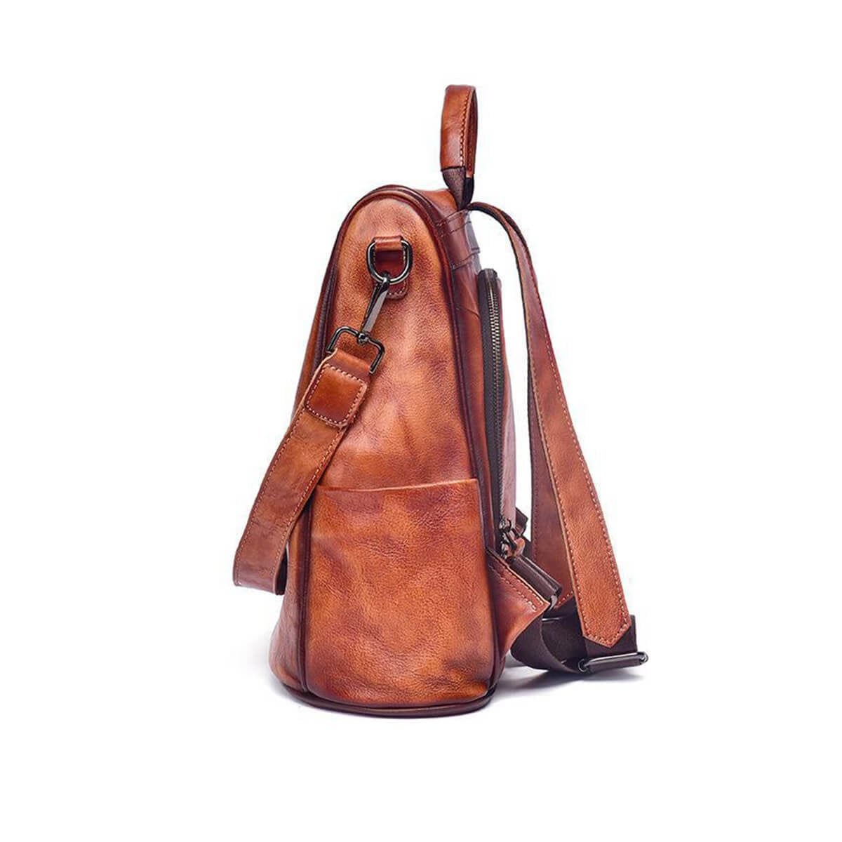 Vintage leather women's backpack
