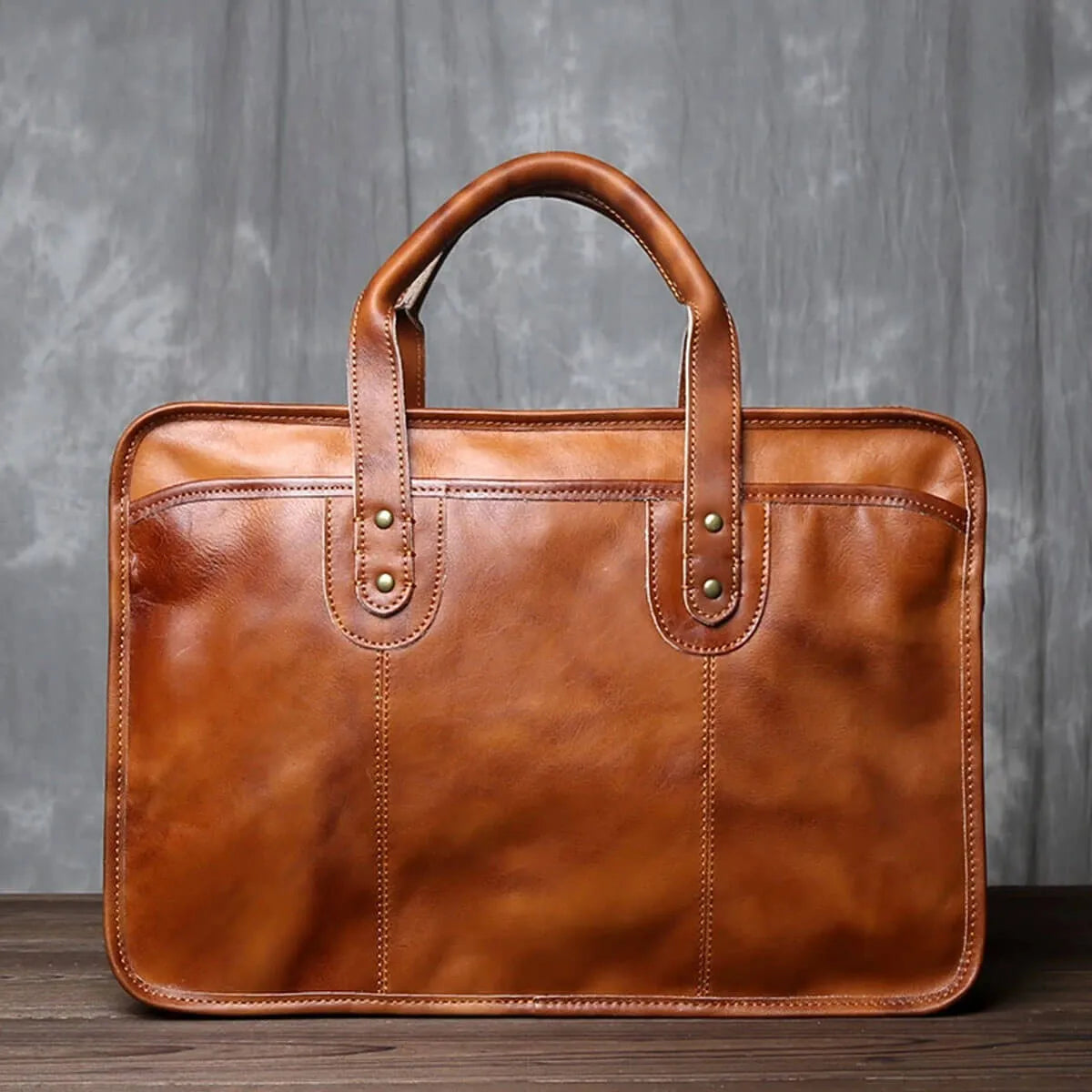 Vintage Premium Leather Handbag Large Capacity Business Briefcase