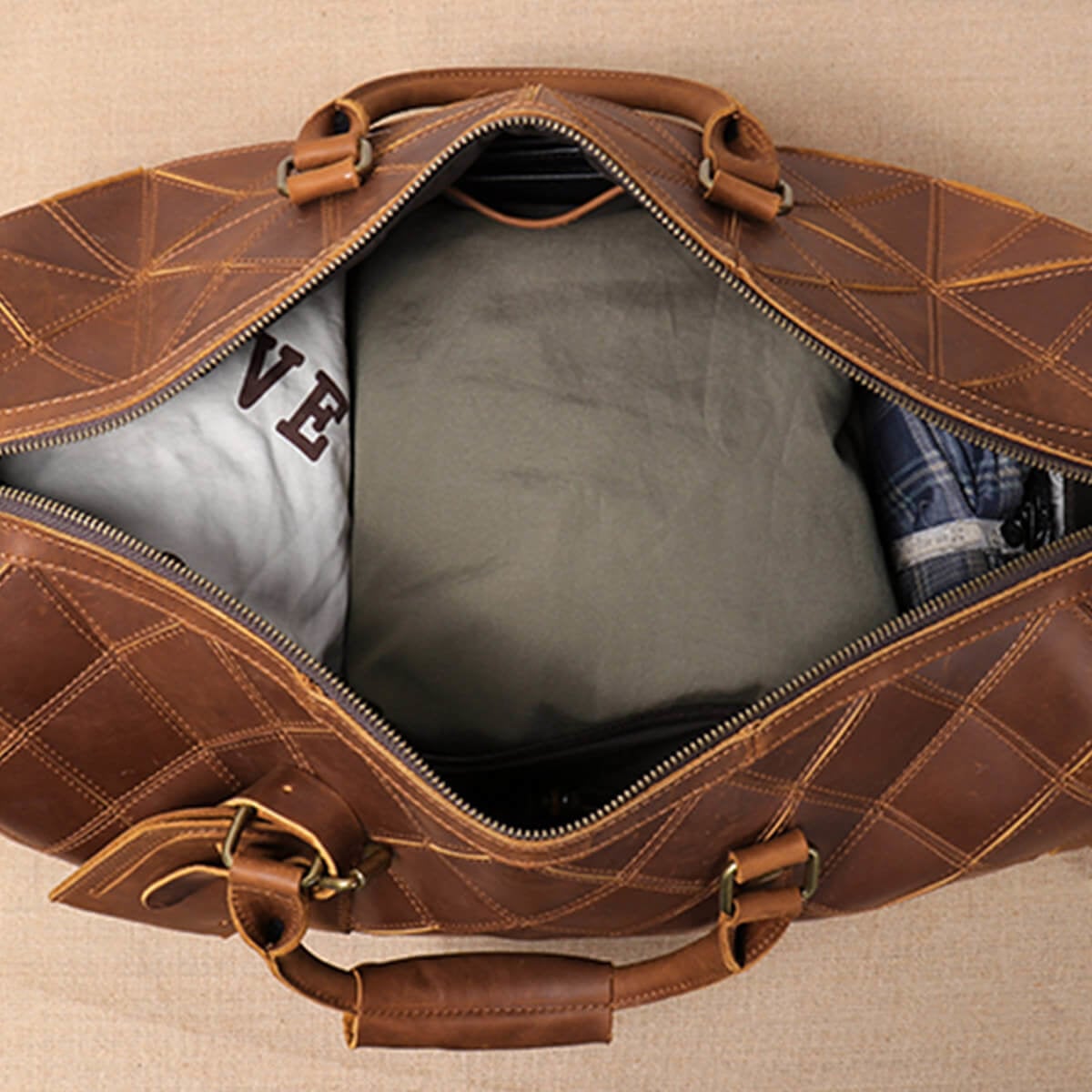 Vintage Real Leather Carry-On Duffle Weekend Handmade Bag