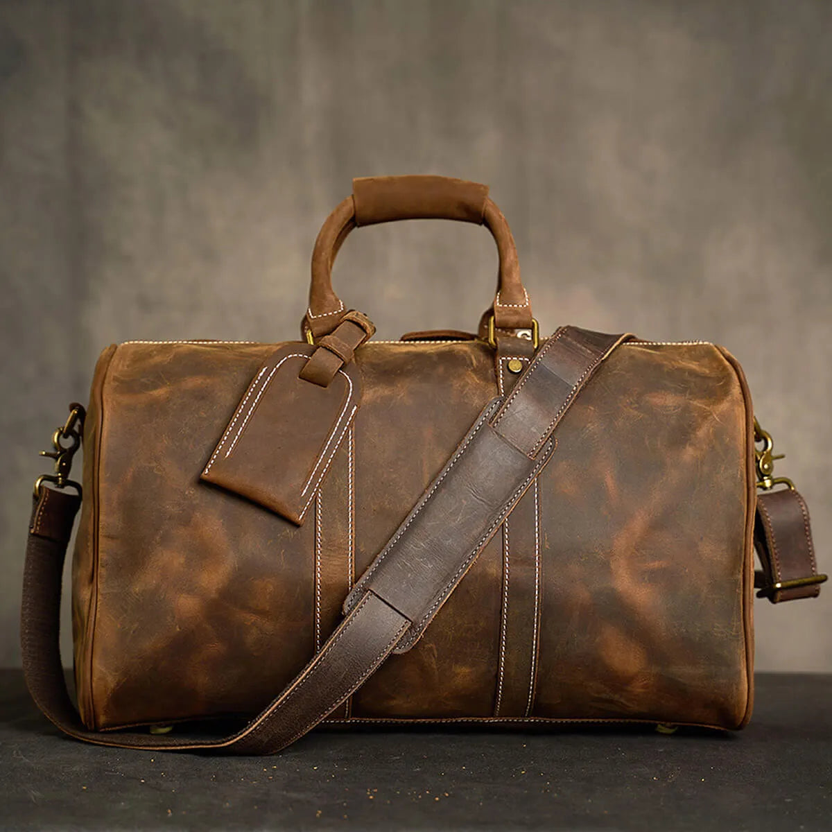 Vintage Travel Business Large Capacity Luggage Leather Bag