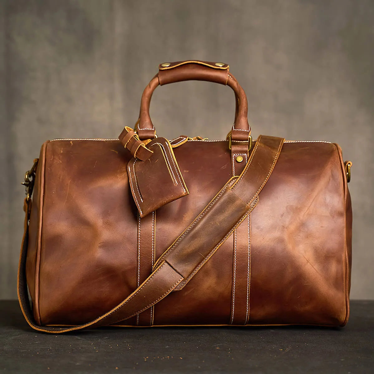 Vintage Travel Business Large Capacity Luggage Leather Bag