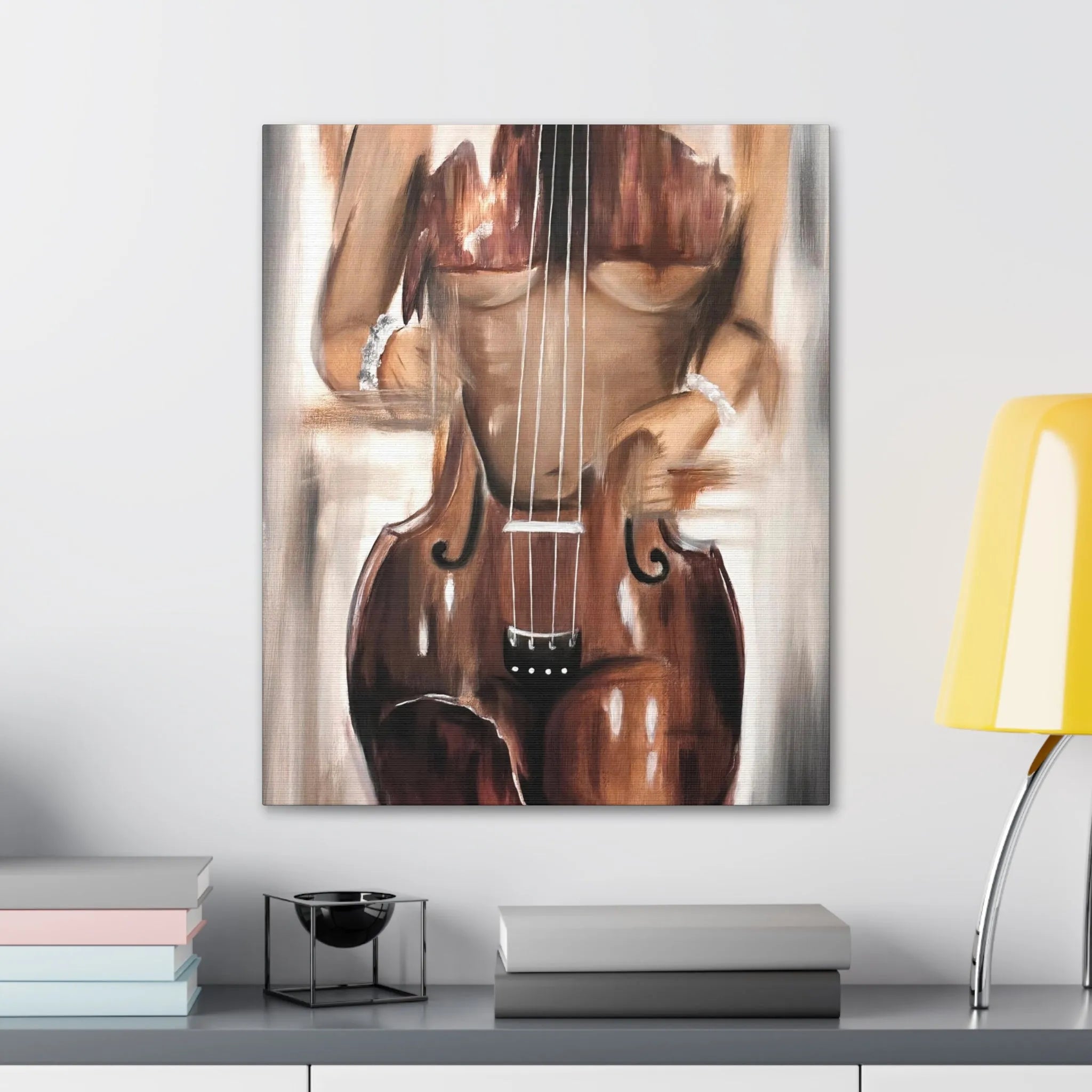 Captivate with Violin Abstract Art: Elegant Woman Canvas Wrap