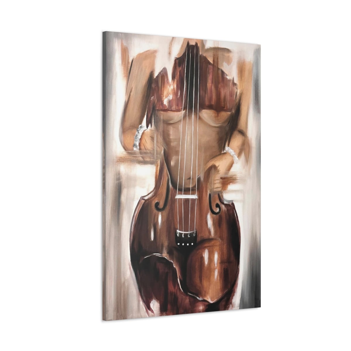 Captivate with Violin Abstract Art: Elegant Woman Canvas Wrap