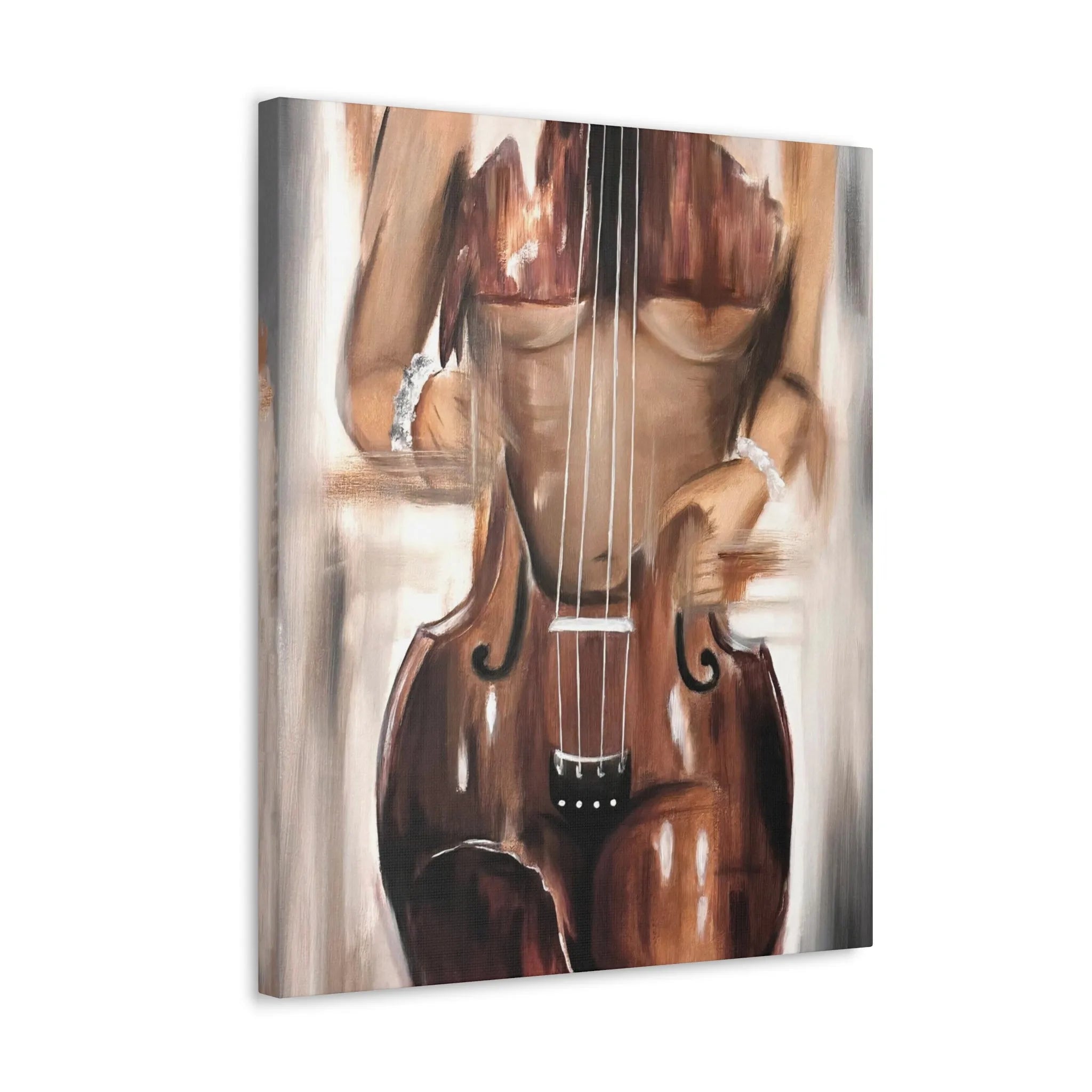 Captivate with Violin Abstract Art: Elegant Woman Canvas Wrap