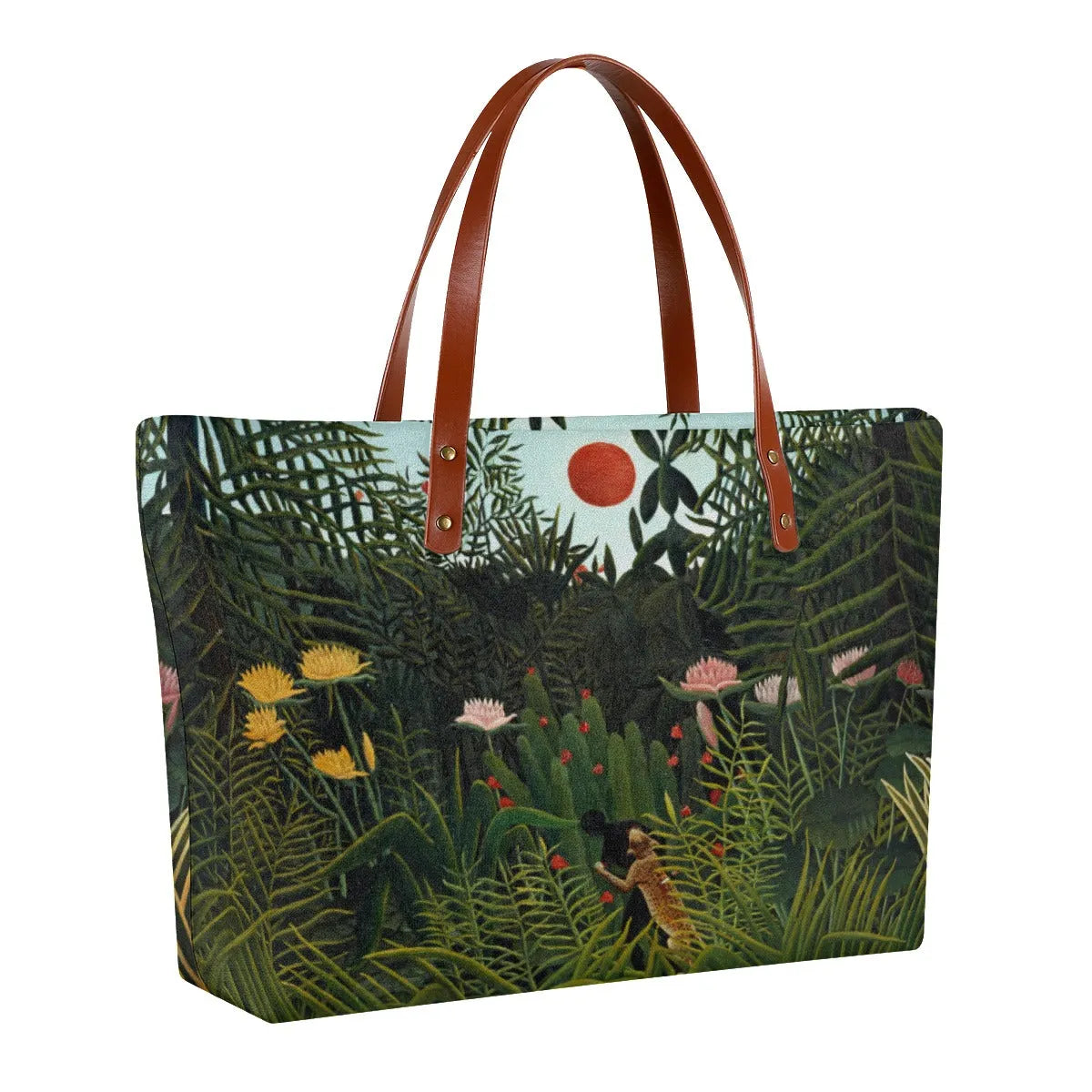 Virgin Forest with Sunset by Henri Rousseau Tote Bag