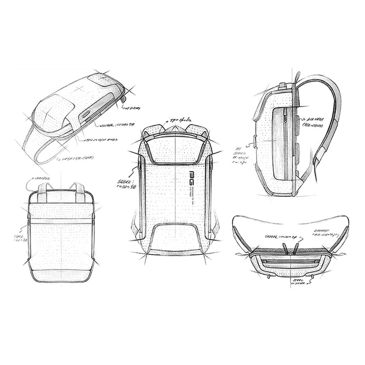Sketch of Waterproof Business Backpack with Lock