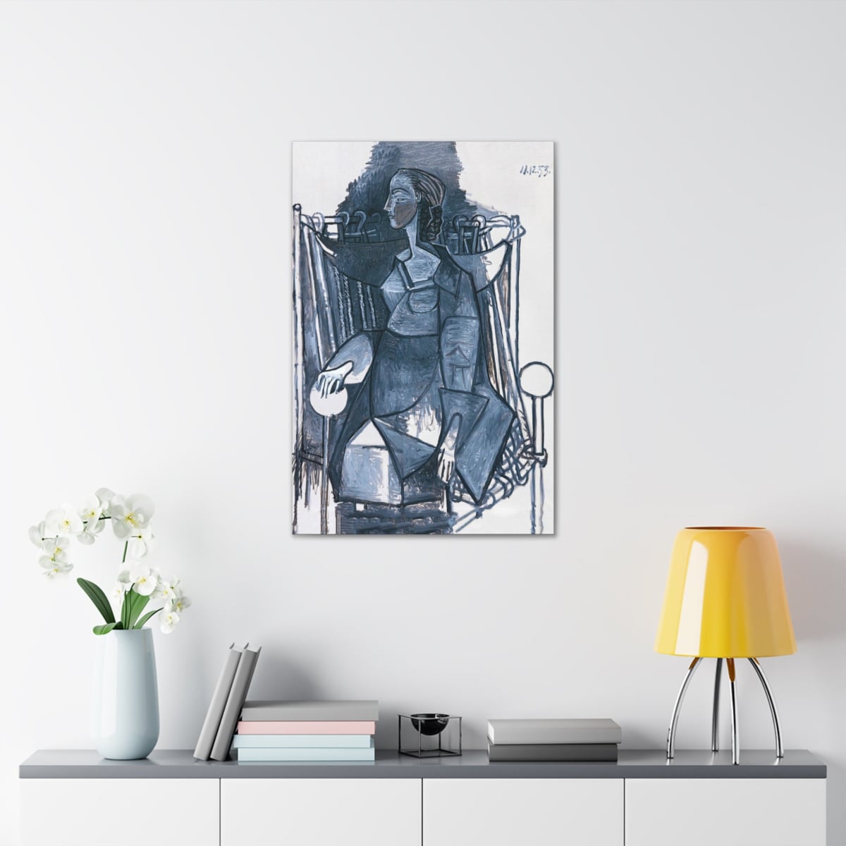 Own a Masterpiece - Woman-Seated in a Woven Armchair Canvas Wraps
