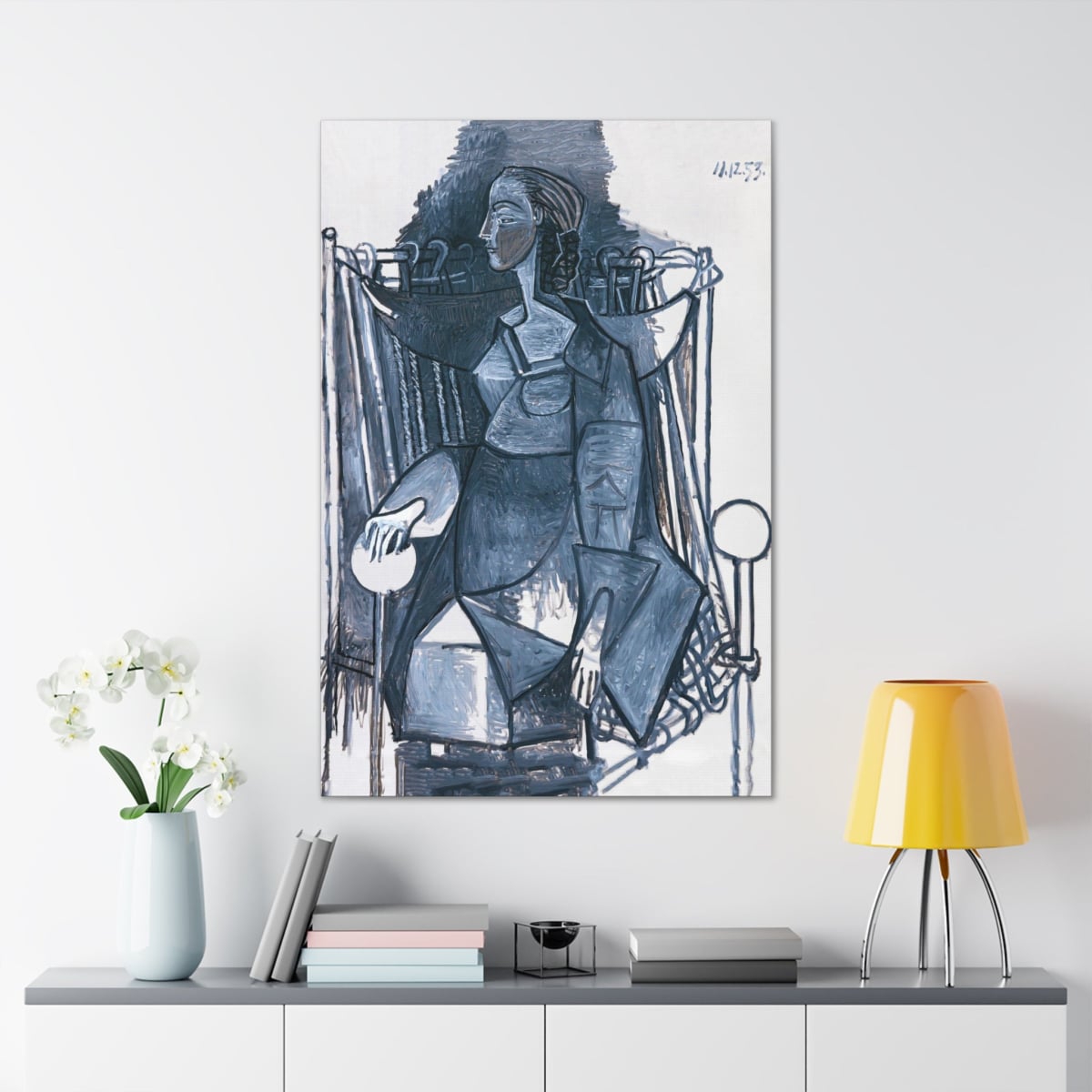 Own a Masterpiece - Woman-Seated in a Woven Armchair Canvas Wraps
