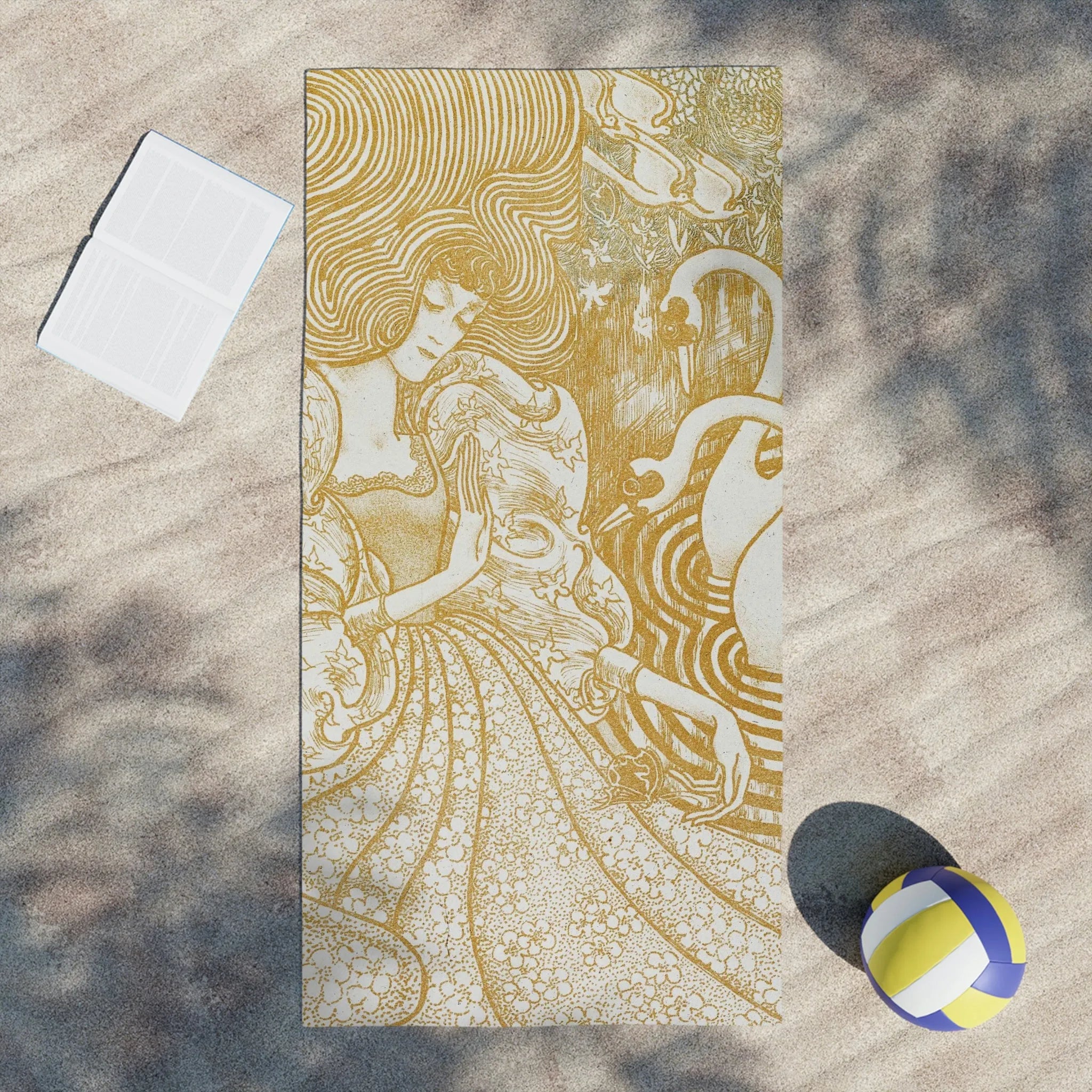 Woman with a Butterfly by Jan Toorop Beach Towels