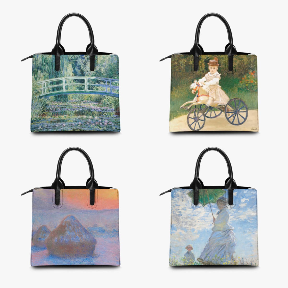 Woman with a Parasol Claude Monet Painting Art Handbag