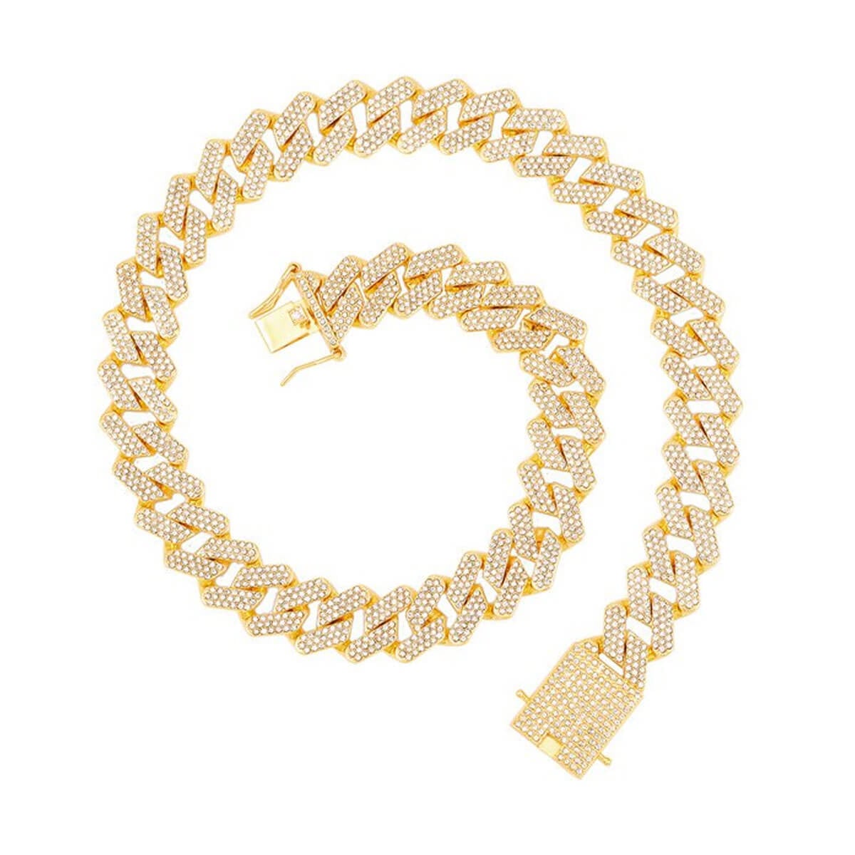 20 mm Iced Out Cuban Chain Big Diamond Gold Necklace