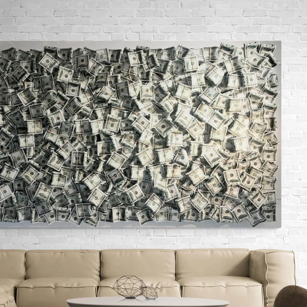 3D Cash Money Million Dollar Creative Art Canvas Painting Print Wall Art