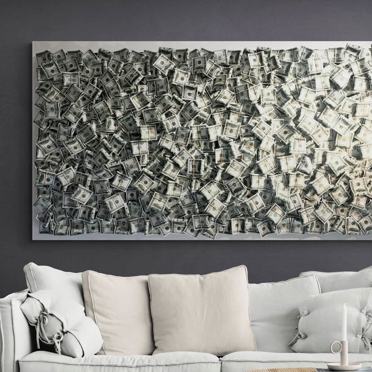 3D Cash Money Million Dollar Creative Art Canvas Painting Print Wall Art