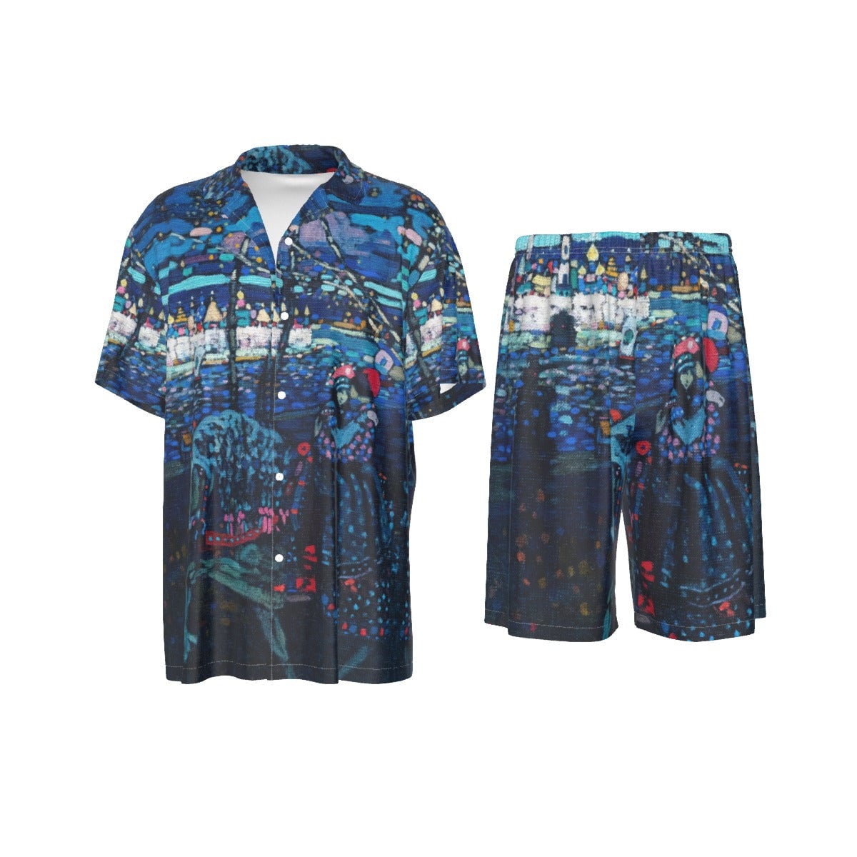 Reitendes Paar von Wassily Kandinsky Art Silk Hemd-Anzug-Set