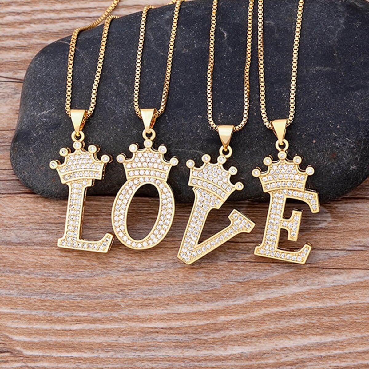 Love-Crown-Alphabet-Golden-Necklace-Chain