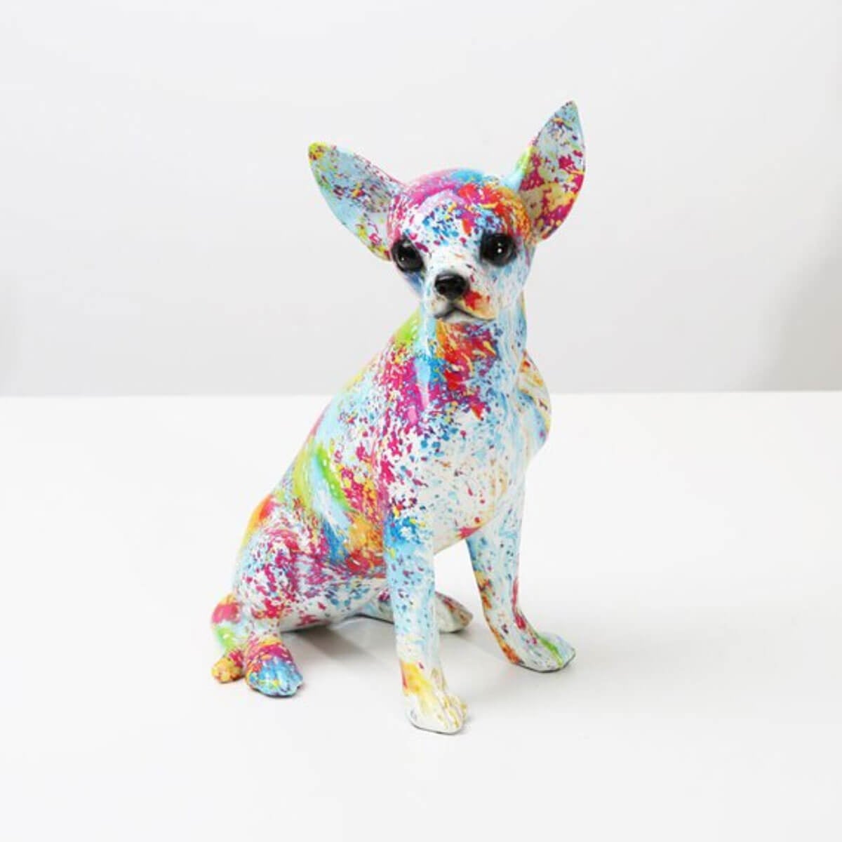 Chihuahua Hundeskulptur Farverig kunststatue