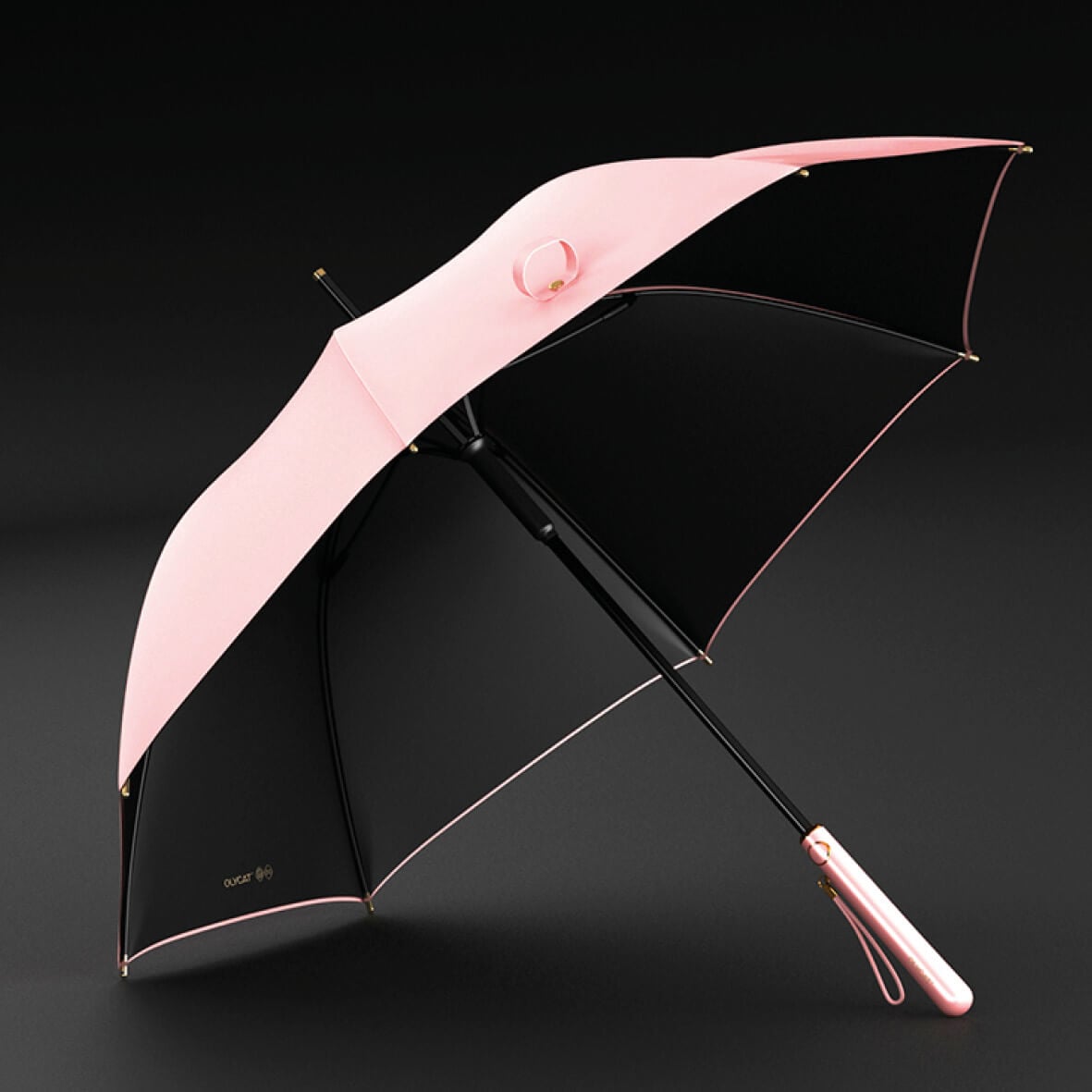 Elegant Women Fashion Designer Long Windproof Pink Umbrella