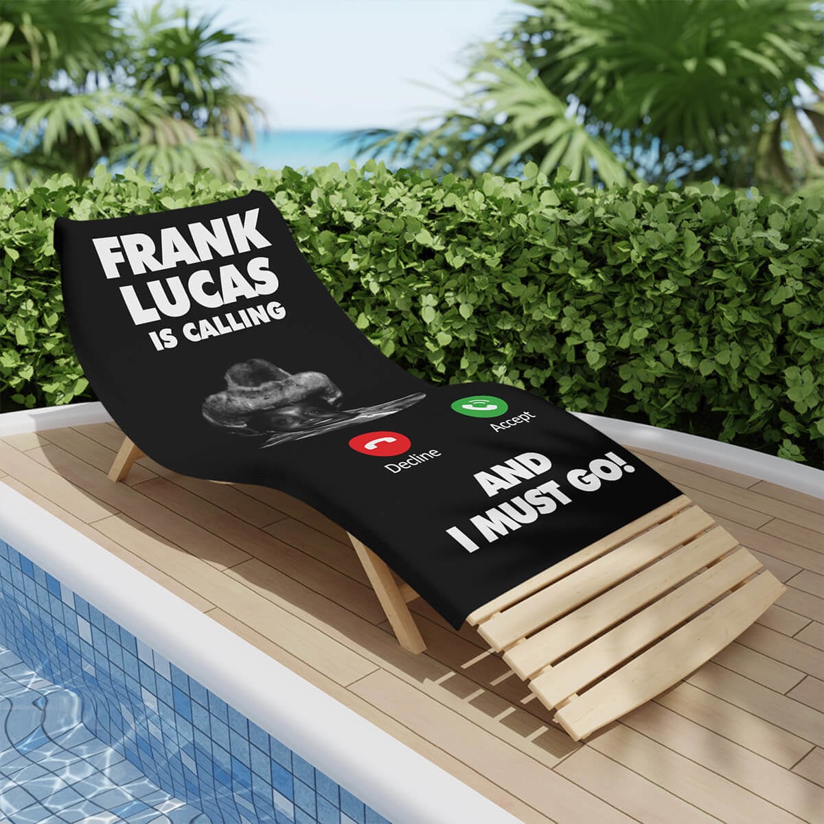 Frank Lucas ringer och I Must Go Mobster Beach Towel