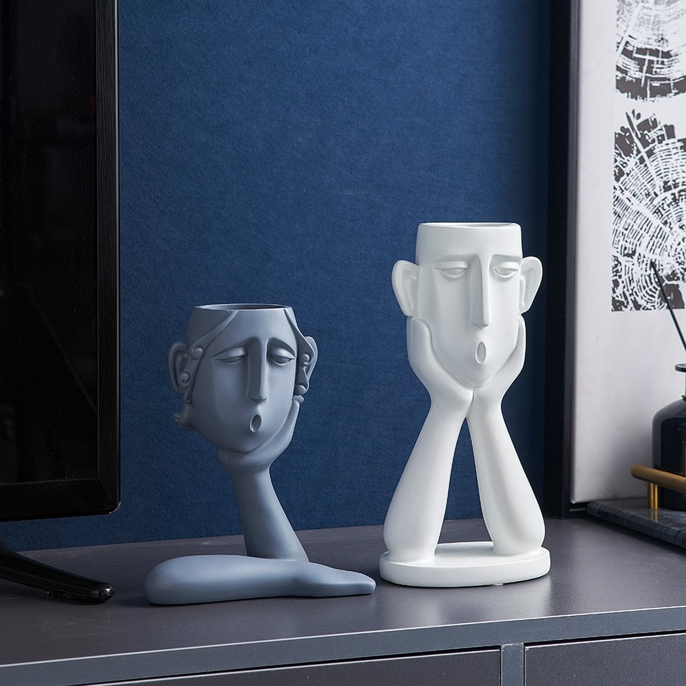 Decoration Vase Family Faces Portrait Head Sculpture