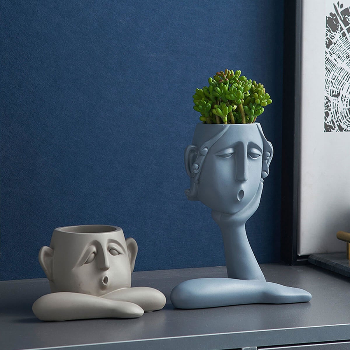 Decoration Vase Family Faces Portrait Head Sculpture