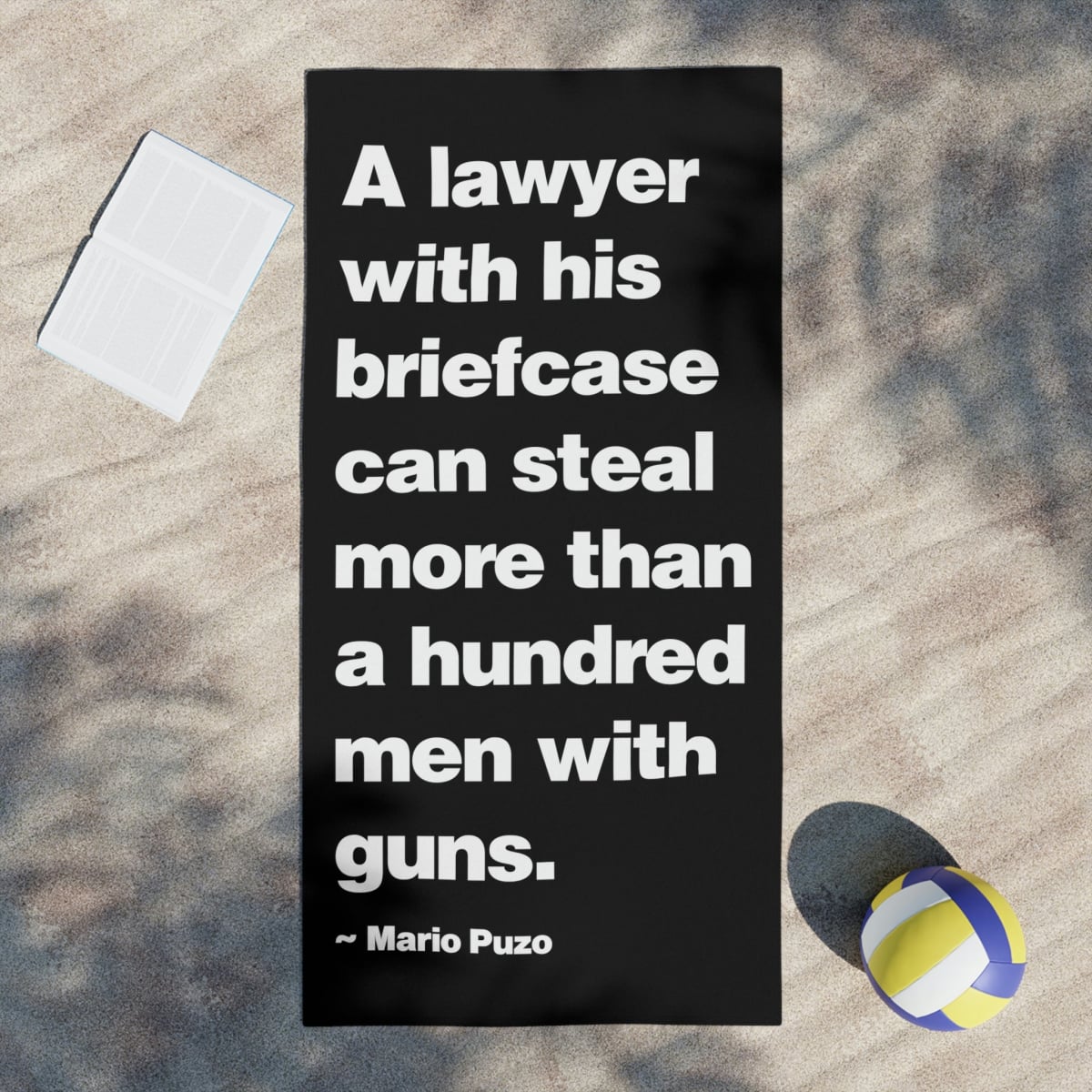 A Lawyer with the briefcase Mario Puzo Beach Towels