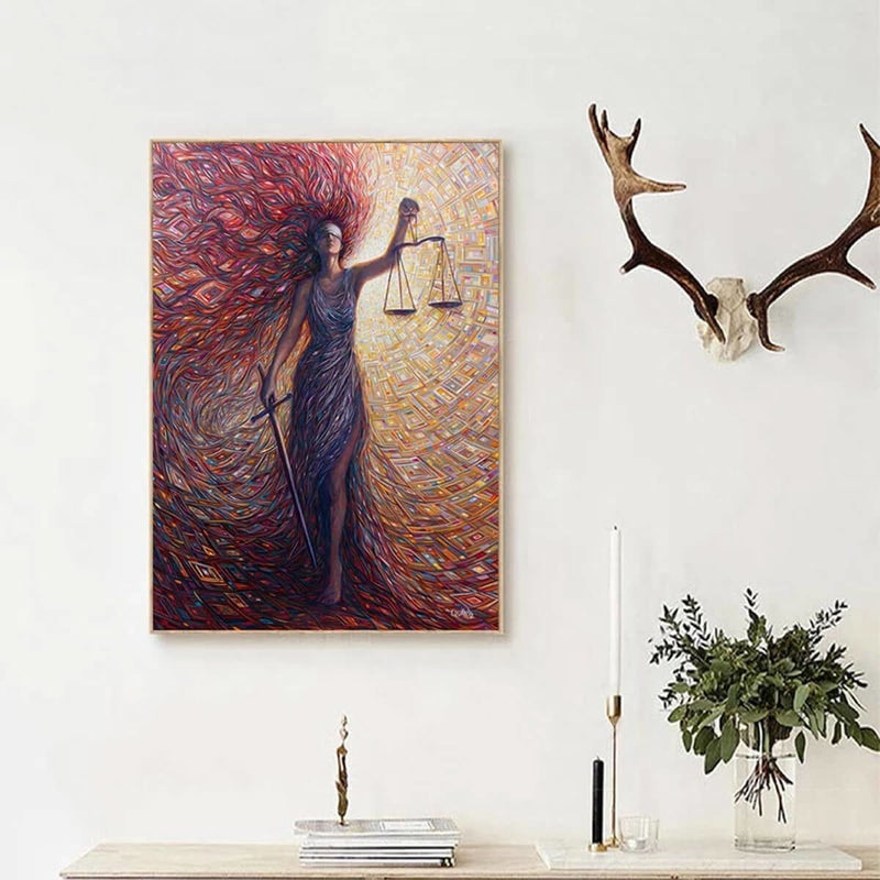 Abstract Canvas Painting Goddess of Justice Lawyer Print Wall Art