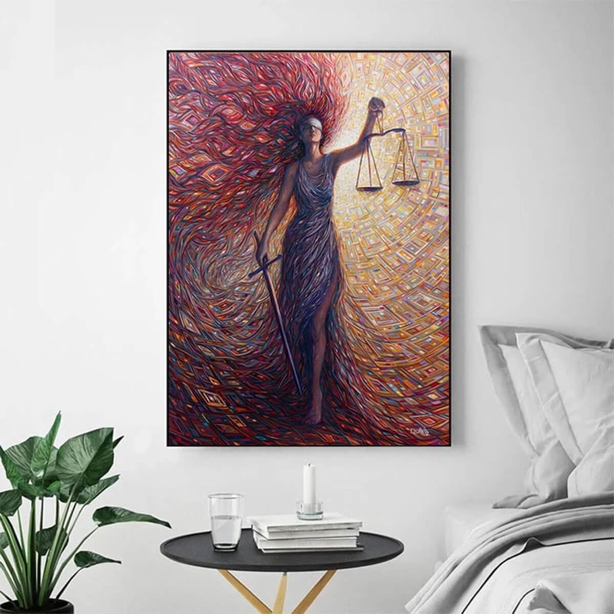 Abstract Canvas Painting Goddess of Justice Lawyer Print Wall Art