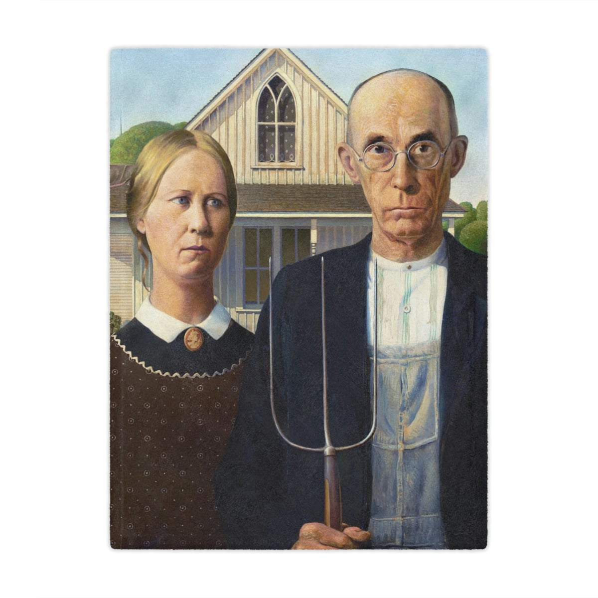 American Gothic Art Blanket: Iconic Grant Wood Painting Reproduction
