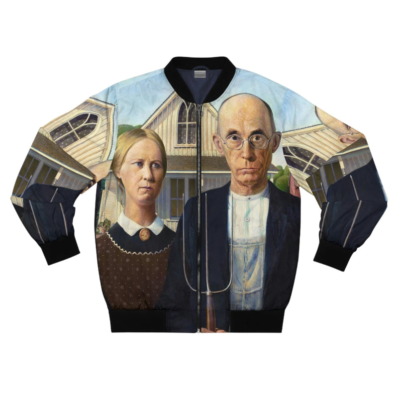 American Gothic by Grant Wood Art Bomber Jacket