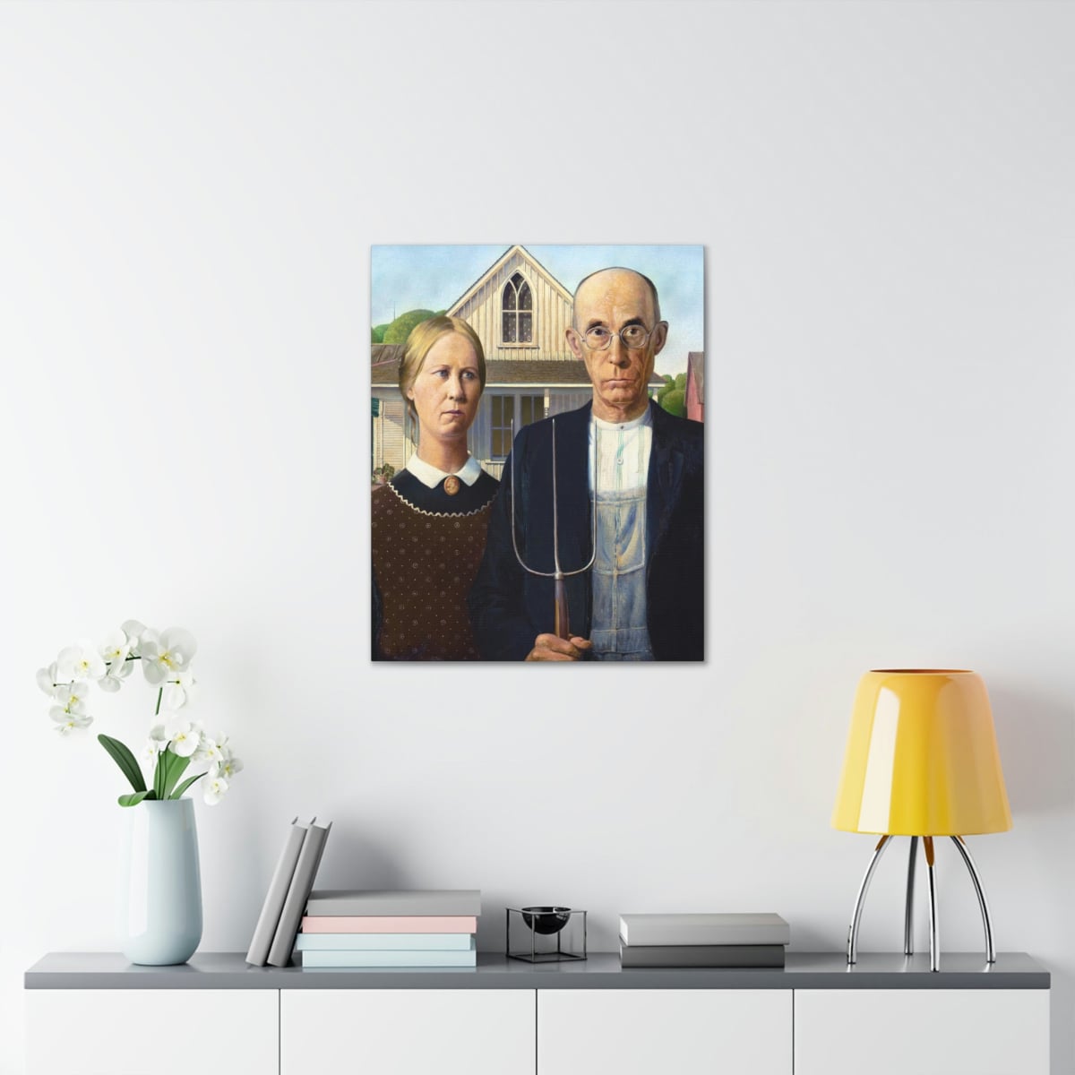 American Gothic by Grant Wood Art Canvas Gallery Wraps