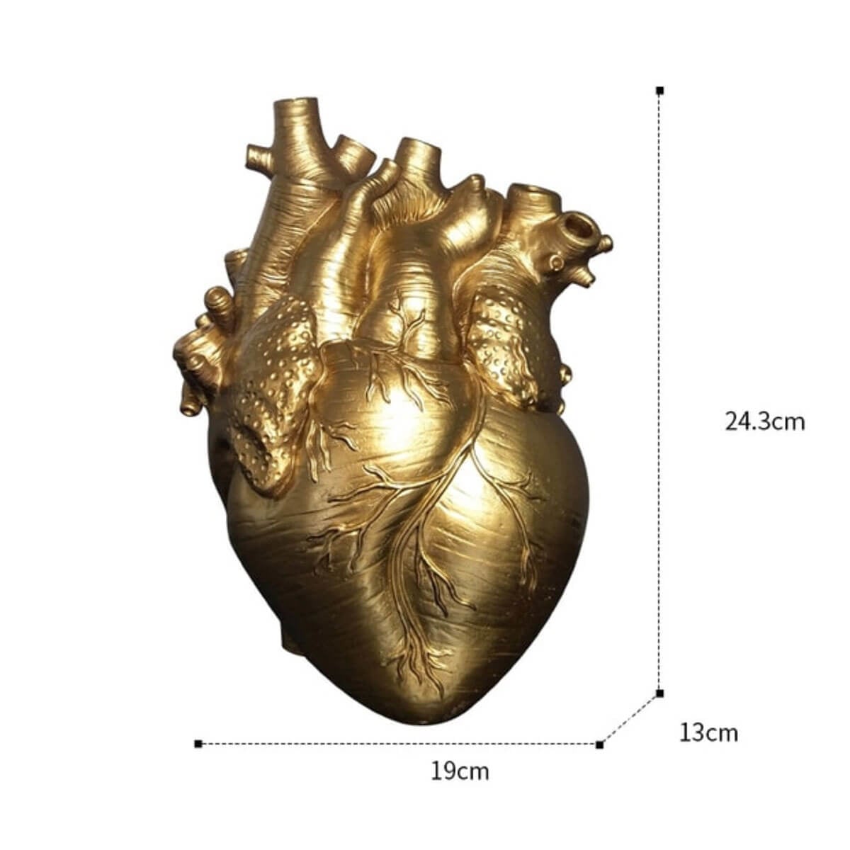 Anatomical Heart Shape Flowers Resin Art Vase Sculpture