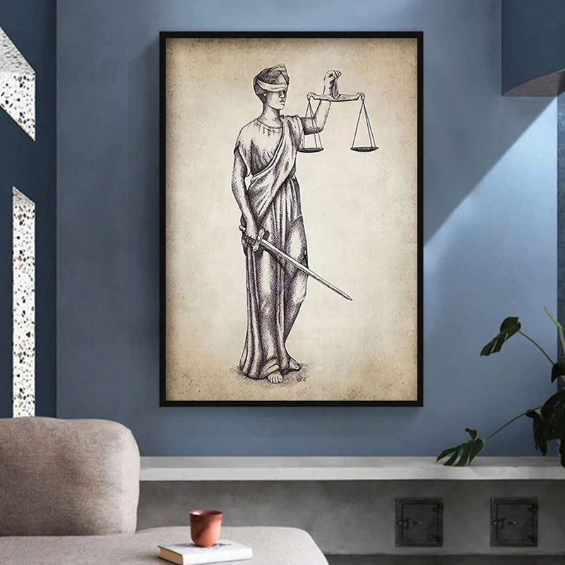 Attorney Lady Justice Law Canvas Painting Of Justice Lawyer Print Wall Art