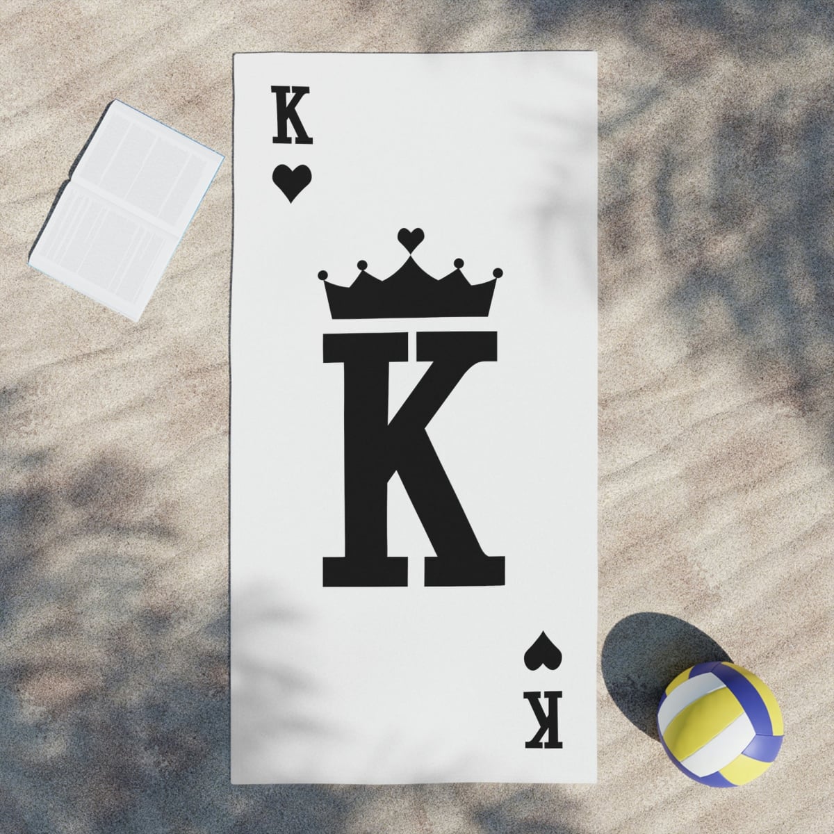 Black and White Poker Card King Beach Towels