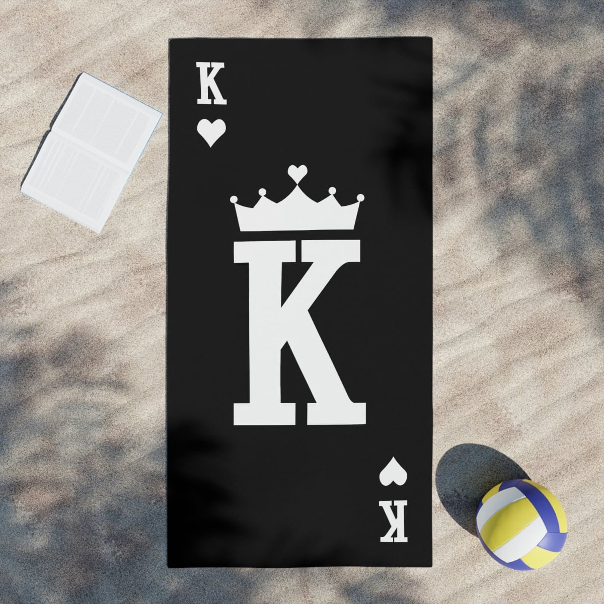 Black Poker Card King Beach Towels