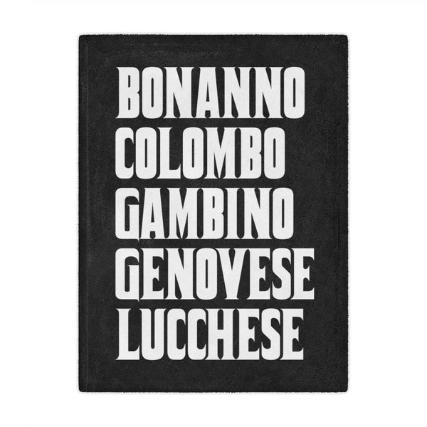 Bonanno Colombo Gambino Genovese Lucchese Five Families Minky Blanket