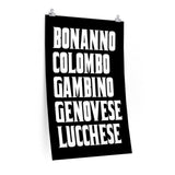 Bonanno Colombo Gambino Genovese Lucchese Five Families Premium Posters