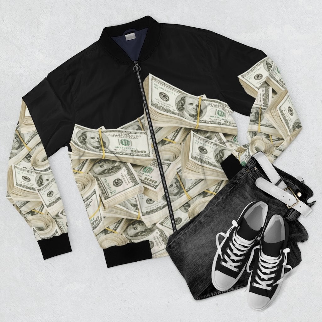 Boss Cash Money Dollar Bill Gangster Bomber Jacket